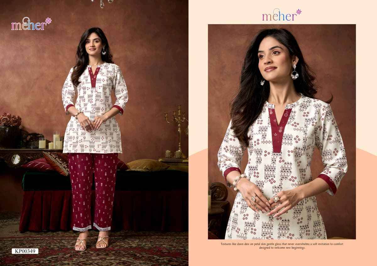 PANKH By Meher 347 To 352 Series Designer Collection Ruby Slub Co-ord Set At Wholesale Price